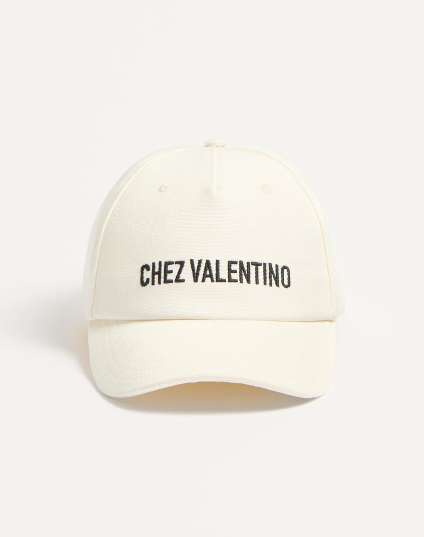 Valentino Handbags Cappello Baseball Chez Valentino In Cotone per Donna in Nero/avorio | Valentino IT