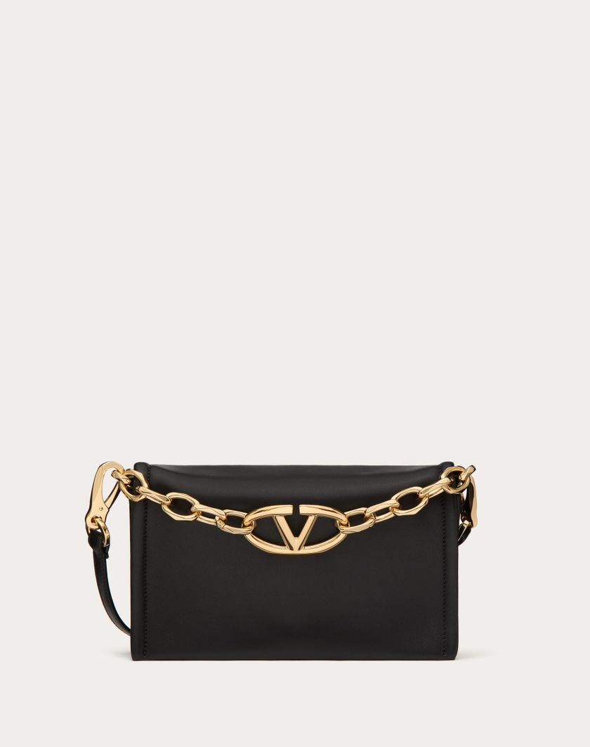 Valentino Handbags Clutch Vlogo Chain In Nappa Con Catena per Donna in Rosso Scuro | Valentino IT