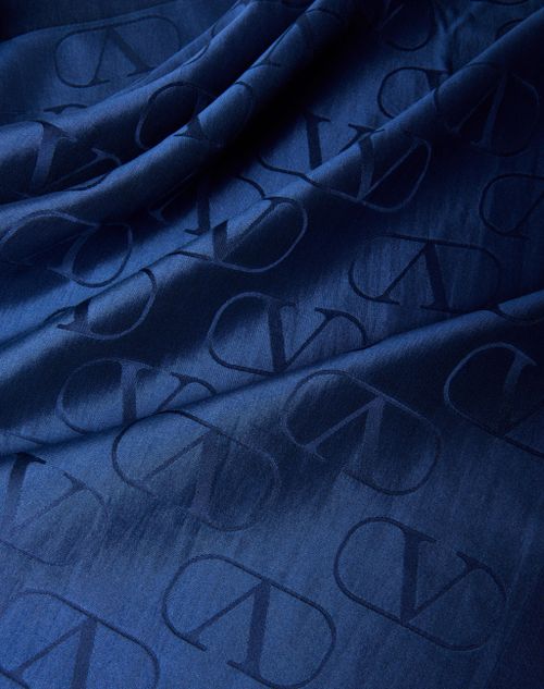 Valentino Garavani - Foulard Vlogo Signature En Soie Avec Motif Jacquard Vlogo Signature - Bleu Électrique - Femme - Accessoires Textiles