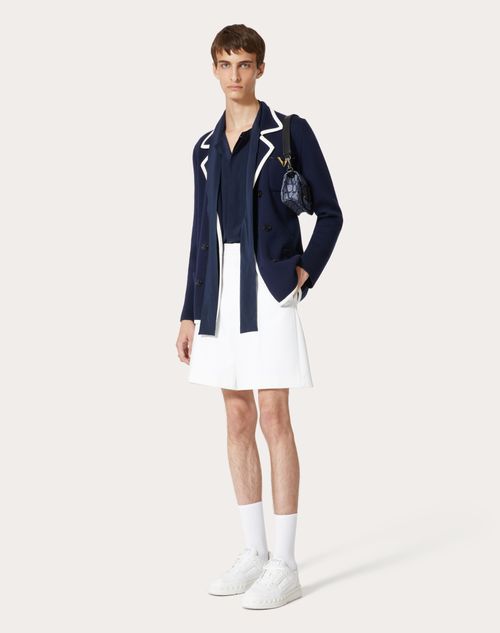 Valentino - Camicia Da Bowling In Seta Con Collo A Sciarpa - Navy - Uomo - Abbigliamento