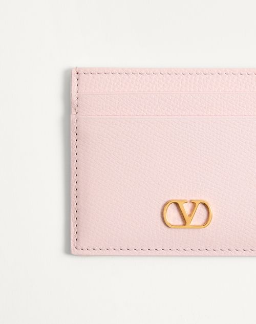 Valentino Garavani - Vlogo Signature Grainy Calfskin Card Holder - Rose Quartz - Woman - Wallets And Small Leather Goods