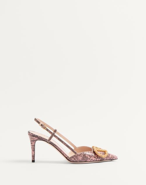 Valentino Garavani - Vlogo Signature Slingback Pumps In Tejus 80mm - Peach Rose/vintage Rose - Woman - Gifts For Her