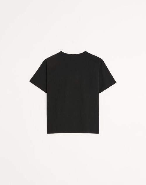 Valentino - Cotton T-shirt With Le Chat De La Maison Print - Black/butter - Man - Tshirts And Sweatshirts