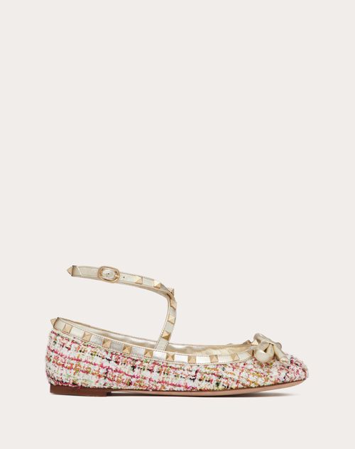 Valentino Garavani - Rockstud Tweed Ballerina - Rose Cannelle - Woman - Woman Shoes Private Promotions