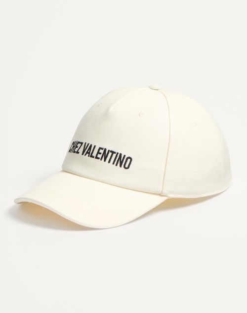 Valentino Garavani - Chez Valentino Cotton Baseball Cap - Black/ivory - Woman - Small Gifts