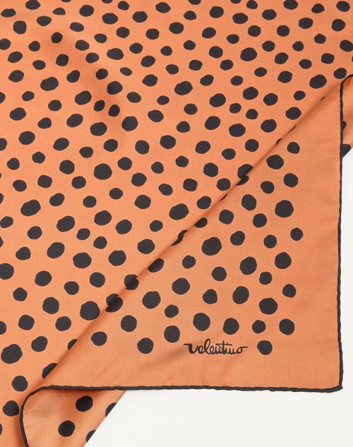 Valentino Garavani - Dalmatian Polka Dot Silk Scarf - Brown/black - Woman - Soft Accessories
