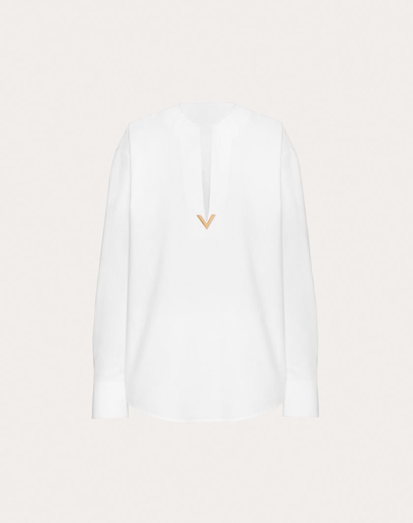 Valentino Handbags Top In Cotton Popeline per Donna in Bianco | Valentino IT