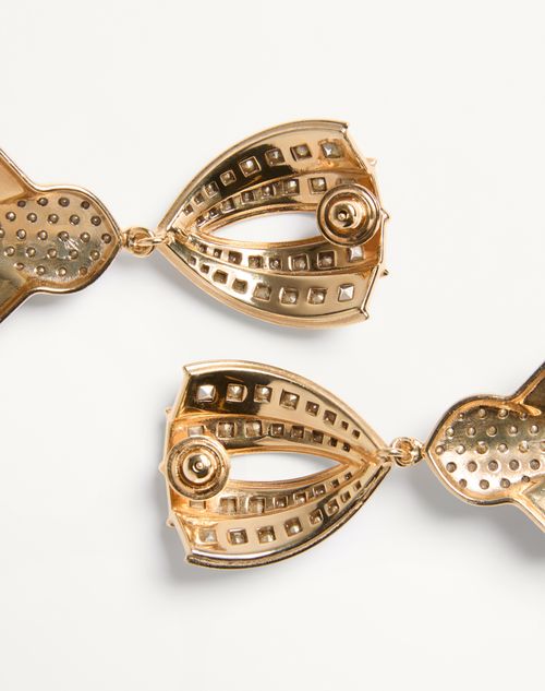 Valentino Garavani - Pas Plus Earrings In Metal, Resin, Enamel And Swarovski® Crystals - Gold/black/crystal/cream - Woman - Fashion Jewelry