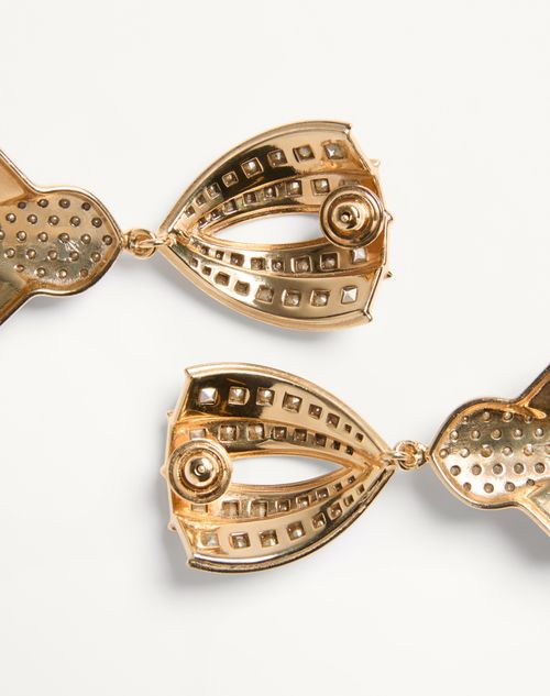 Valentino Garavani - Pas Plus Earrings In Metal, Resin, Enamel And Swarovski® Crystals - Gold/black/crystal/cream - Woman - Fashion Jewelry