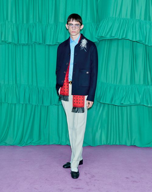 Wool Gabardine Pants With Turn-ups for Man in Butter