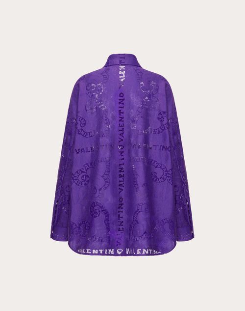 Valentino - Overshirt Aus Cotton Guipure Lace - Astral Purple - Frau - Jacken Und Mäntel