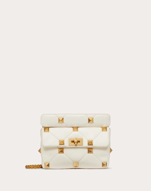 Valentino Garavani - Medium Roman Stud The Shoulder Bag In Nappa With Chain - Ivory - Woman - Roman Stud - Bags