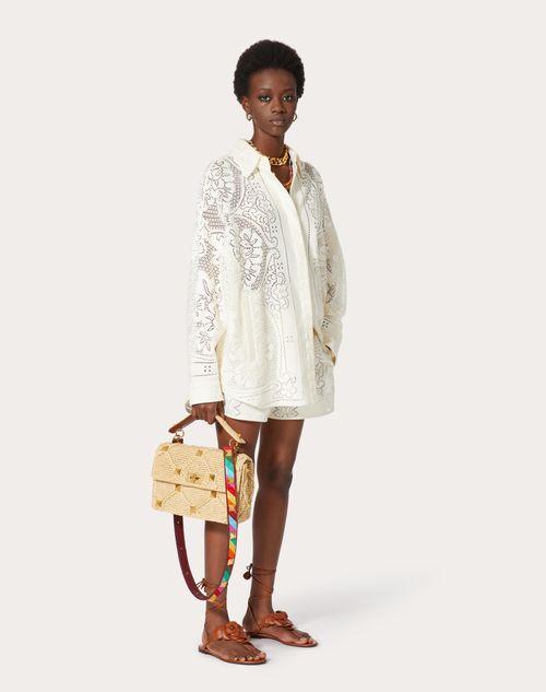 Valentino - Overshirt In Cotton Lace - Almond - Woman - Jackets And Blazers