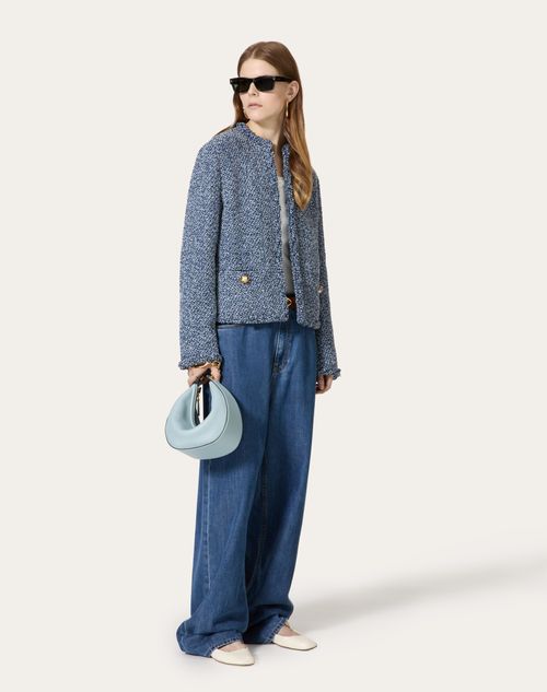 Valentino - Textured Tweed Denim Jacke - Denim/himmelblau/weiß - Frau - Kleidung