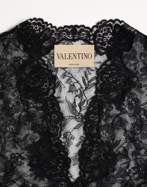 Valentino - Stretch Lace Bodysuit - Black - Woman - Shirts And Tops