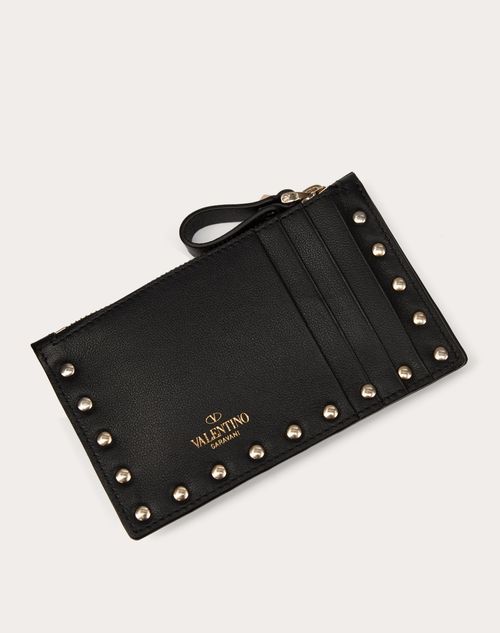 Valentino Rockstud Leather Zip Coin Purse/Card Holder