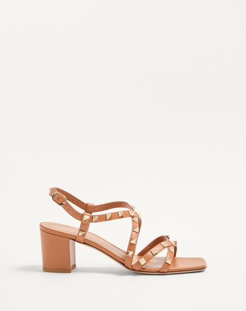 Valentino Garavani - Rockstud Calfskin Sandal With Straps 60mm - Almond - Woman - Woman Sale
