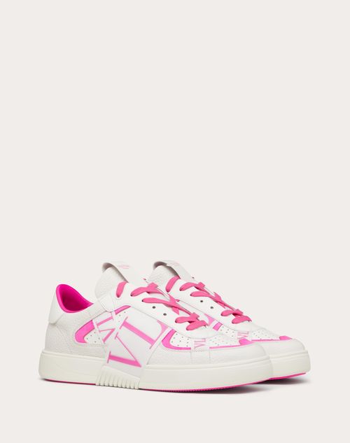 Valentino Garavani - Vl7n Low-top Calfskin Sneaker With Bands - White/pink Pp - Man - Man Sale