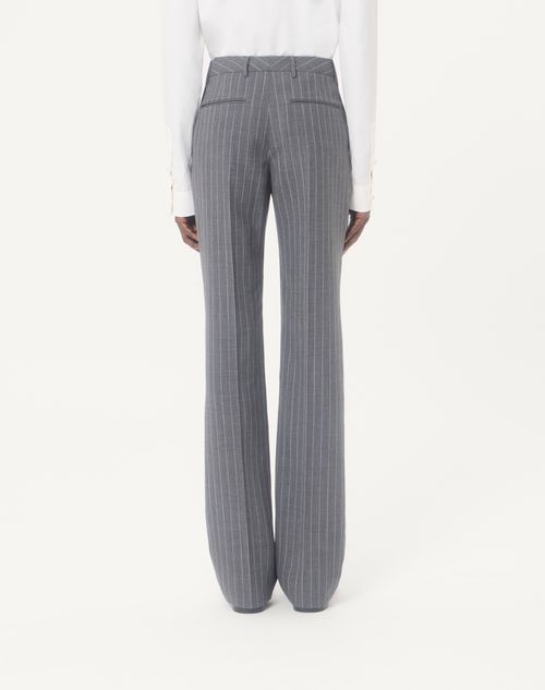Valentino - Valentino Wool Pinstripe Trousers - Grey - Man - Pants And Shorts