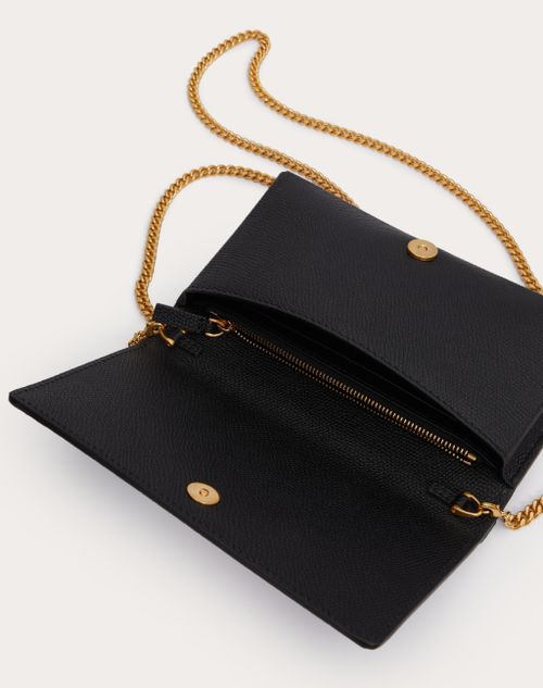 Cartera Con Cadena Vlogo Signature De Piel De Becerro Granulada para Mujer en Negro Valentino AR