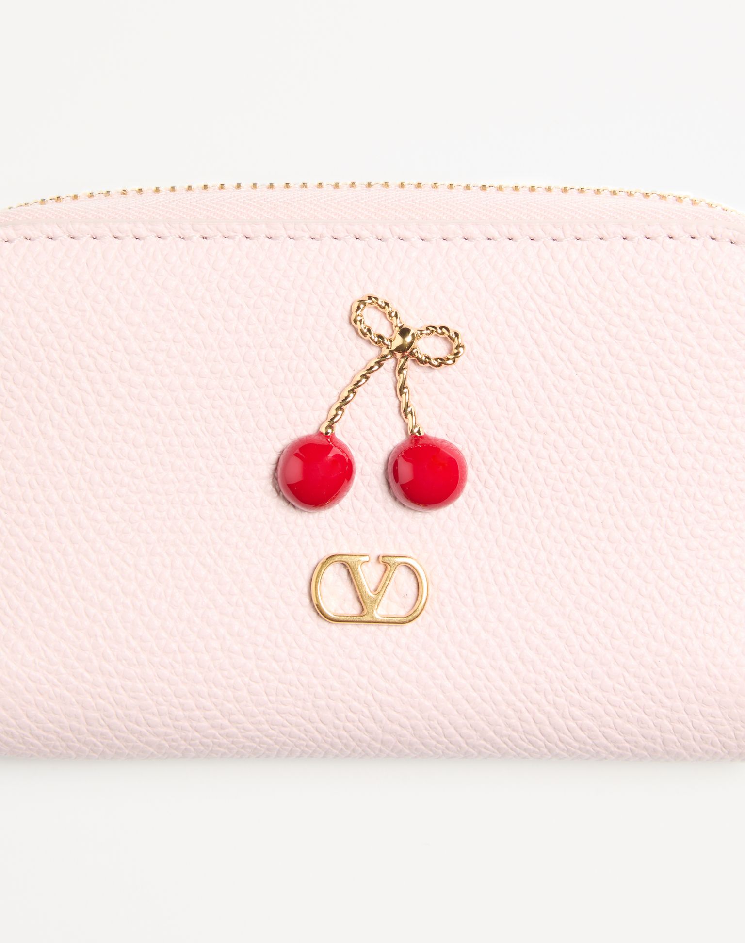 발렌티노 체리픽 그레이니 카프스킨 미니 지퍼 지갑 8W2P0AX9WGX_16Q