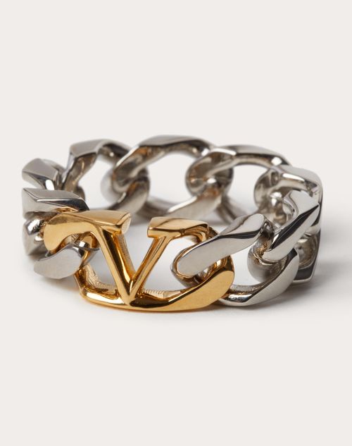 Valentino Garavani - Vlogo Chain Metal Ring - Gold/palladium - Man - Rings