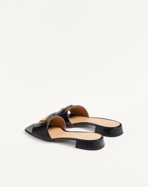 Valentino Garavani - Vlogo Signature Slide Sandal In Calfskin 20mm - Black - Woman - Slides And Thongs