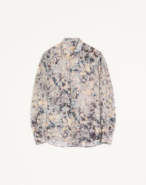 Valentino - Valentino Silk And Lurex Shirt With All-over Urbs Print - Grey/multicolour - Man - Shirts
