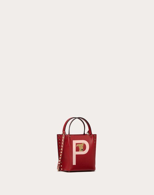Valentino Garavani Rockstud Pet Customizable Tote Bag for Woman in Red  V./poudre