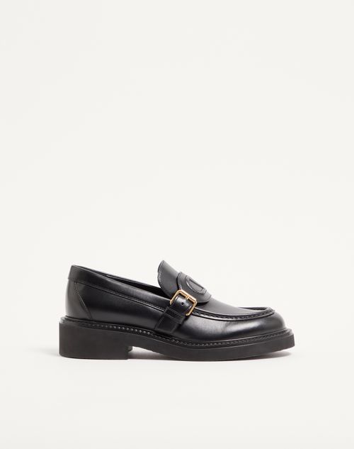 Valentino Garavani - Mocassino Vlogo Embossed In Vitello 40mm - Nero - Donna - Mocassini
