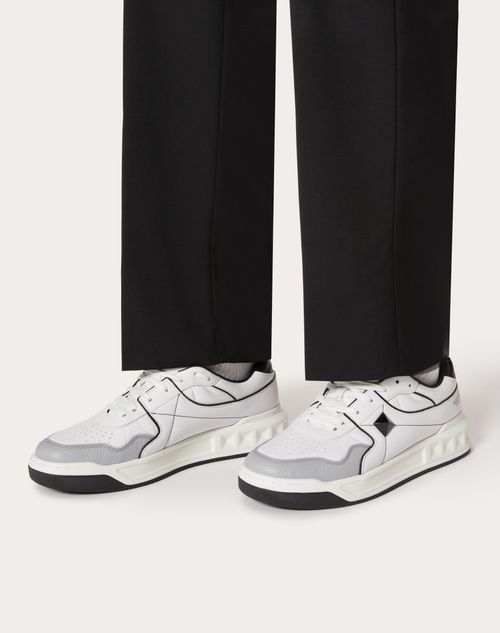 One Stud Low-top Nappa Sneaker for Man in White/ Black