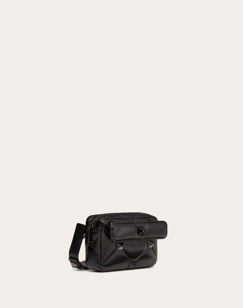 Valentino Garavani - Small Roman Stud Nappa Crossbody Bag - Black - Man - Shoulder Bags