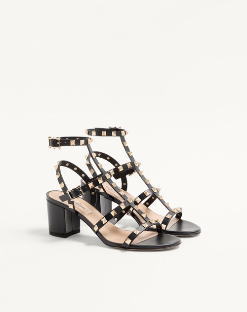 Rockstud Calfskin Ankle Strap Sandal 60 Mm for Woman in Poudre | Valentino US