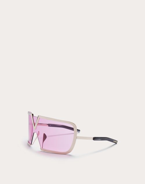 Valentino - Charakteristische Oversized V - Romask Maskenbrille - Gold/rosa - Unisex - Sonnenbrillen