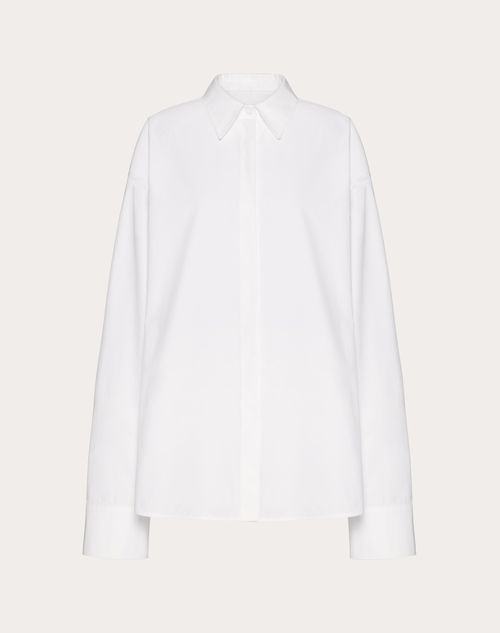 Valentino - Camicia In Compact Popeline - Bianco Ottico - Donna - Abbigliamento