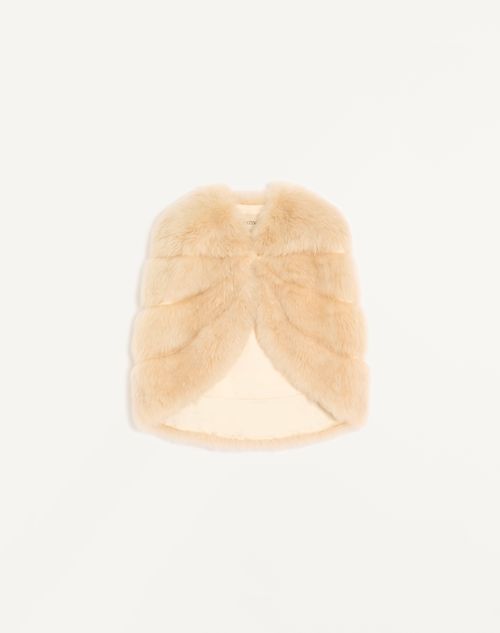 Valentino - Goat Cashmere Cape - Champagne - Woman - Coats And Outerwear