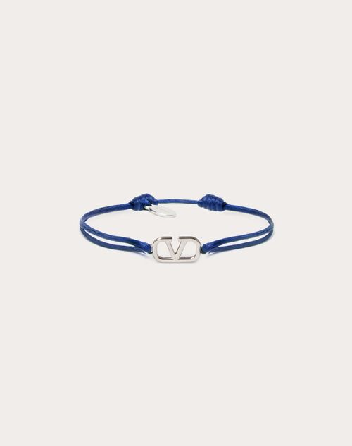 Valentino Garavani - Bracelet Vlogo Signature En Coton - Bleu - Homme - Bijoux Et Montres