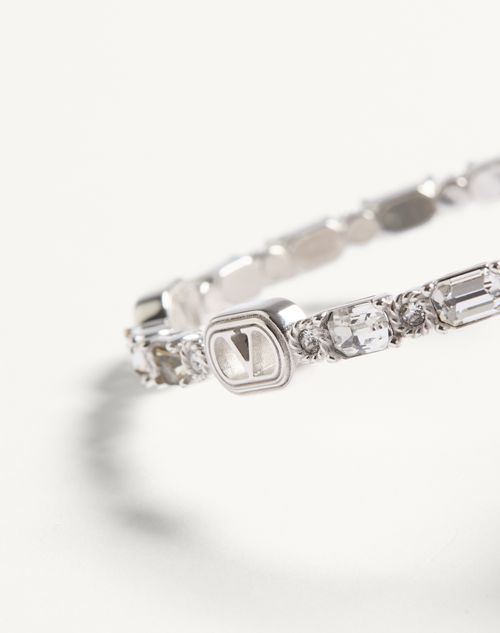 Valentino Garavani - Ovalette Cuff Bracelet In Metal With Swarovski® Crystals - Rhodium/crystal - Woman - Jewellery