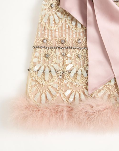 Valentino - Tulle Illusione Embroidered Short Dress - Pink - Woman - Dresses