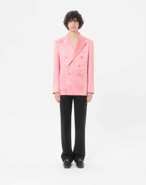 Valentino - Chaqueta Valentino De Seda Duchesse Reversible Con Frente Cruzado Y Pliegue Prensado - Rosa - Hombre - Abrigos Y Blazers