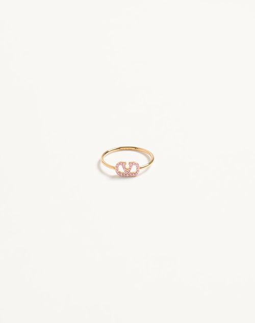 Valentino Garavani - Vlogo Signature Metal And Swarovski® Crystal Ring - Gold/pink - Woman - Jewelry