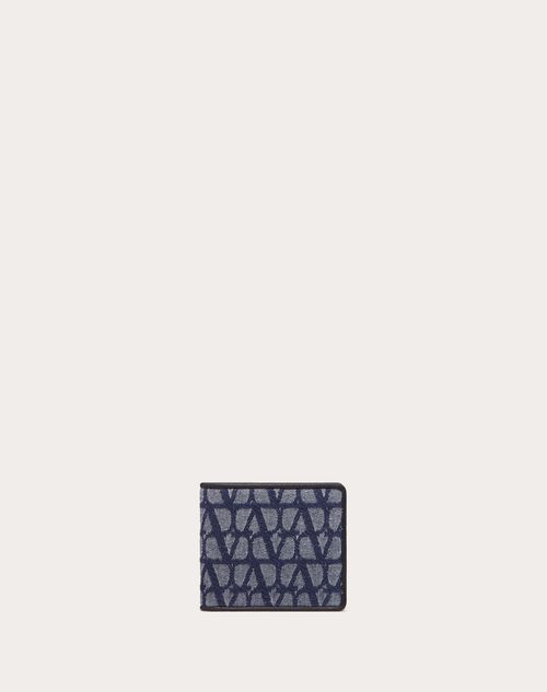 Valentino Garavani - Billetera Toile Iconographe De Jacquard Con Efecto Mezclilla Y Detalles De Cuero - Denim/negro - Hombre - Accesorios