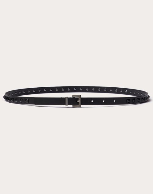 Valentino Garavani - Ceinture Rockstud En Cuir De Veau, Hauteur : 15 mm - Noir - Homme - Ceintures