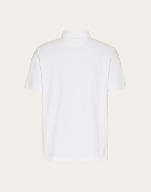 Valentino - Cotton Piqué Polo Shirt With Vlogo Signature Patch - White - Man - Ready To Wear