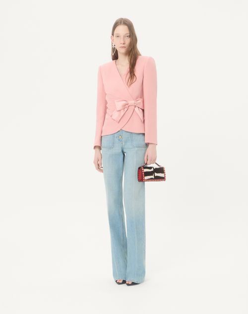 Valentino Garavani - Rockstud Wallet With Chain In Pony-effect Calfskin - White/marrone/red - Woman - Clutches