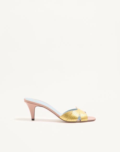 Valentino Garavani - Foliefoliage Slide Sandal In Kidskin 65mm - Pink - Woman - Sandals