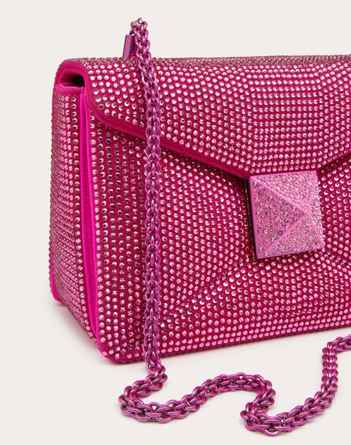 One Stud Small Bag With Chain And Rhinestone Embroidery for Woman in Pink  Pp