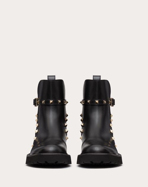Rockstud Calfskin Ankle Boot 40 Mm for Woman in Black | Valentino WX