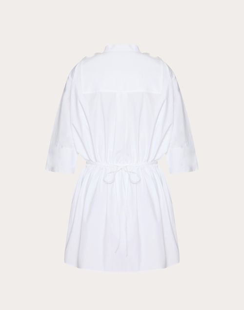Valentino - Vestido Bordado Cotton Popeline - Blanco - Mujer - Rebajas Ready To Wear Para Mujer