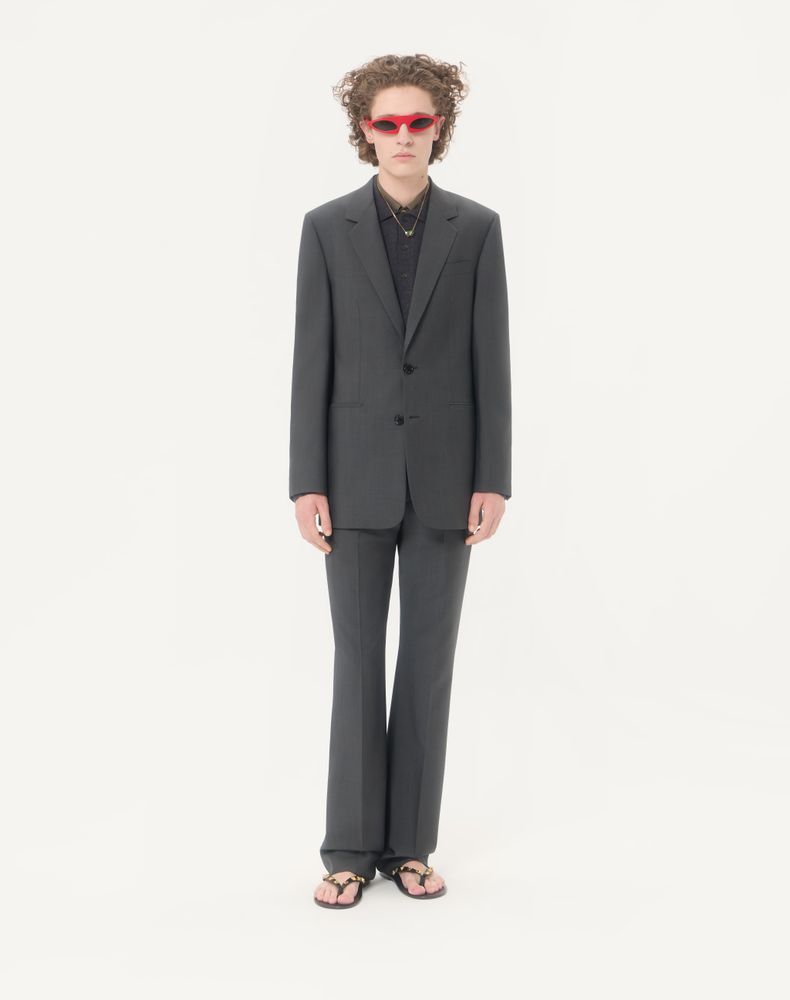 Valentino Single-Breasted Wool Jacket Man Dark Grey 46